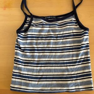 blue and white striped tank